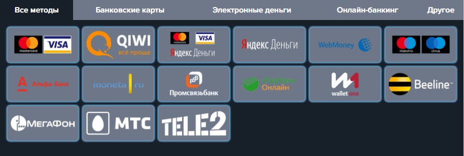Платежные системы сайта